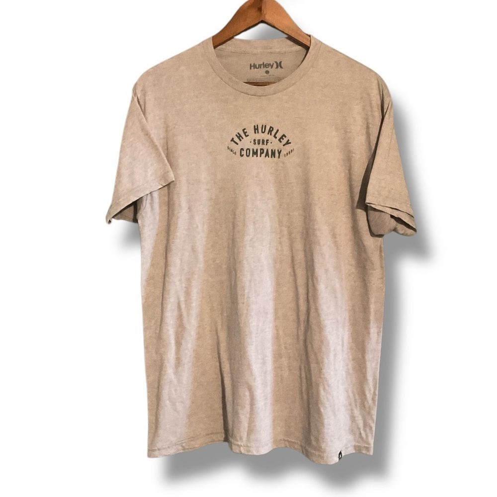 Hurley Heather Oatmeal Cream Crewneck Short Sleeve Graphic Tee Size Large